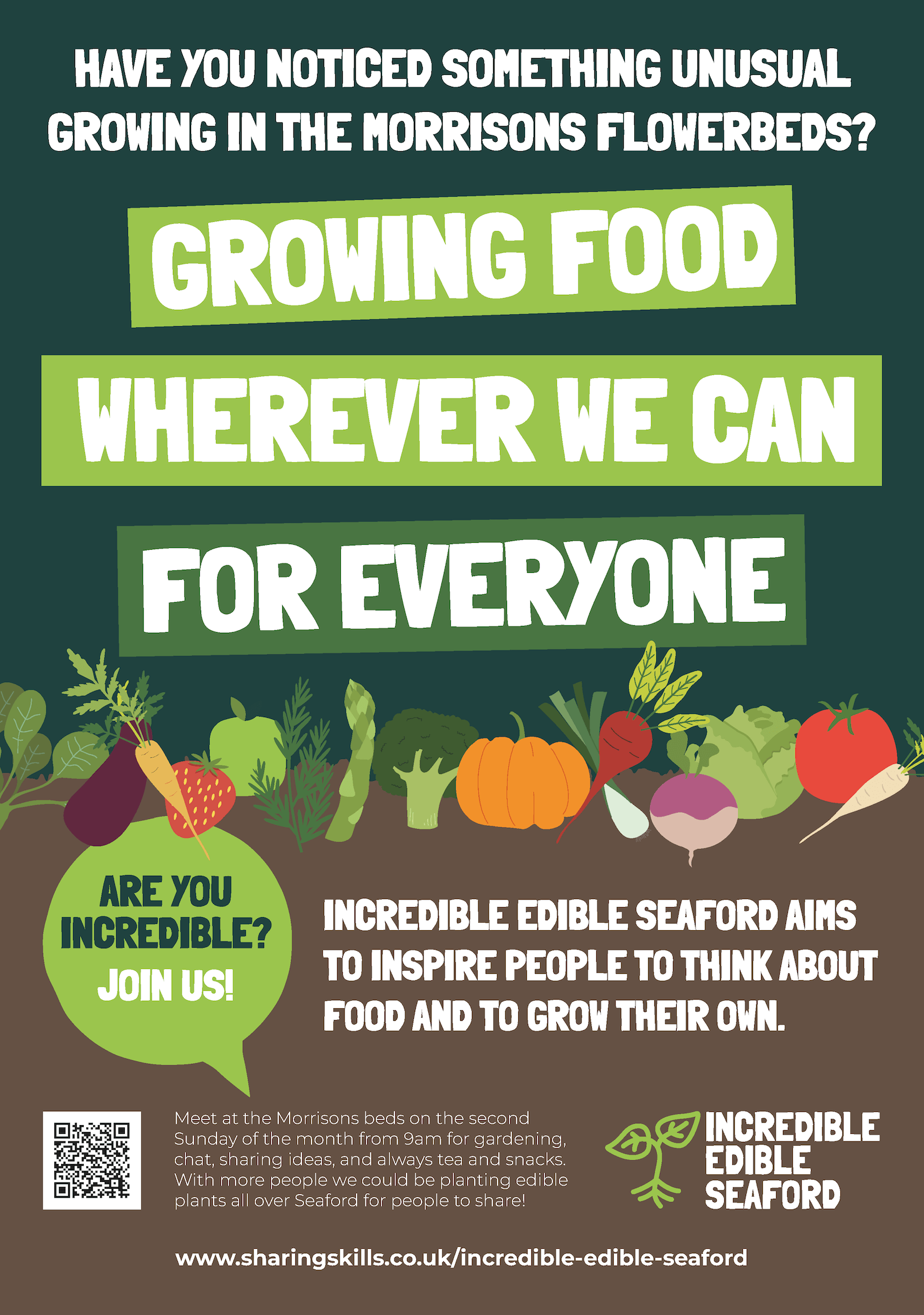 INCREDIBLE EDIBLE SEAFORD AIMS TO INSPIRE PEOPLE TO THINK ABOUT FOOD AND TO GROW THEIR OWN.